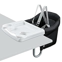 Little One Hook On High Chair with 5-Point Harness and Tray – Portable Baby and Toddler Clip On Feeding Seat for Dining…