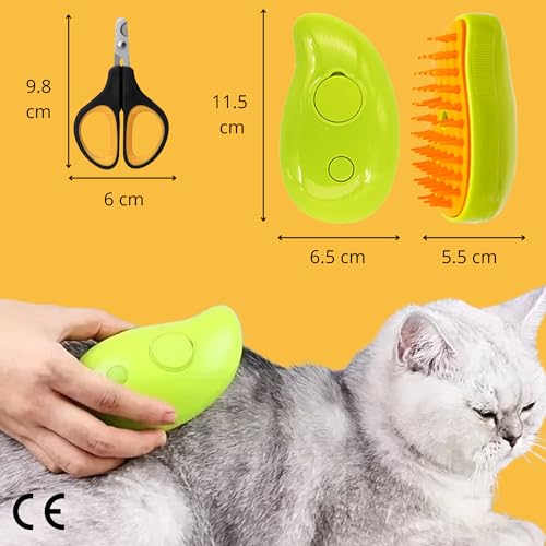 Miniatura 5 de Cepillo A Vapor Para Mascotas 3 En 1 - Incluye Tijera Corta Uñas - Cepillo Con Vapor Para Gatos - Cepillado Suave Y Eficiente - Cepillo Para Gatos Vapor - Efecto Masaje - Cepillo Vapor Perro
