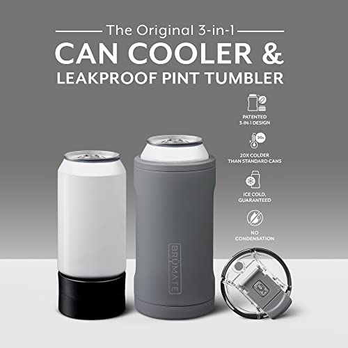 Brümate Hopsulator Trio 3-In-1 Insulated Can Cooler For 12Oz / 16Oz Cans + 100% Leak Proof Tumbler With Lid | Can Coozie Insulated For Beer, Soda, And Energy Drinks (Matte Gray) #TOP1