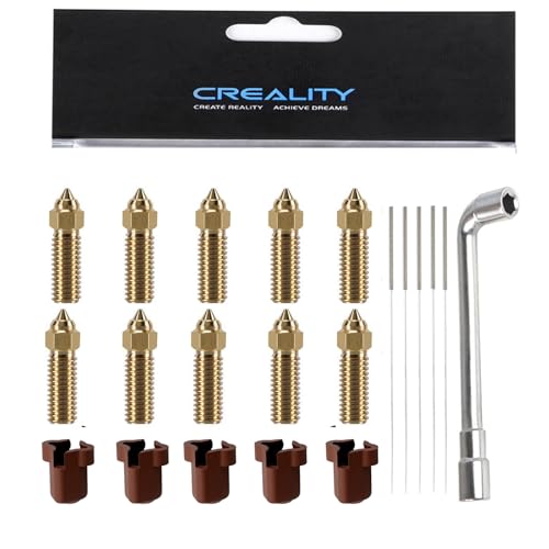 Original Ender 3 V3 KE Nozzle Kit, 10pcs 0.4mm Nozzles, 5pcs Silicone Sock, 1pcs Nozzle Wrench, Stainless Steel Needles,