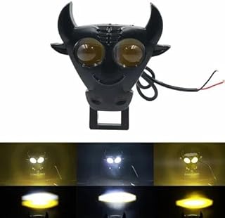LED Fog Light Bull,2 Lens Projector Light Bulk,Yellow and White Beam with Flashing Off Road,Suitable for Cars,Bikes,Motorcycles,Scooters,1PCS-Scorpion