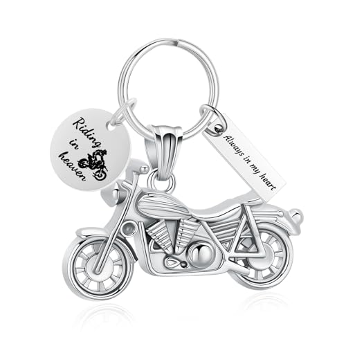 zeqingjw Motorcycle Cremation Jewelry Urn Keychain for Ashes Holder Funeral Memorial Keepsake Jewelry for Loved Ones