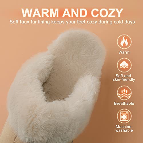 DREAM PAIRS Women's House Slippers Indoor Fuzzy Fluffy Furry Cozy Home Bedroom Comfy Winter Cute Warm Outdoor Shoes FuzzyEasy,Size 10,Sand,SOFIE-05