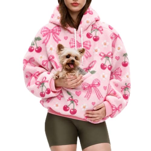 Vasreyy Sweatshirts For Men Uk dog hoodie Womens Hoodies with Kangaroo Pouch Sherpa Cat Pocket Dog Puppy Carrier Cute Pet Holder Funny Winter Warm
