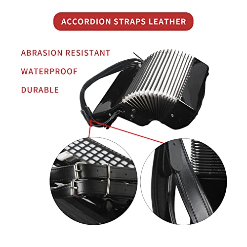 Gugxiom Black Accordion Straps, Leather Soft Pu Accordion Straps, Adjustable Accordion Shoulder Belt, Musical Instrument Accessories, For Most Accordions With 16-120 Bass (Black) #TOP1
