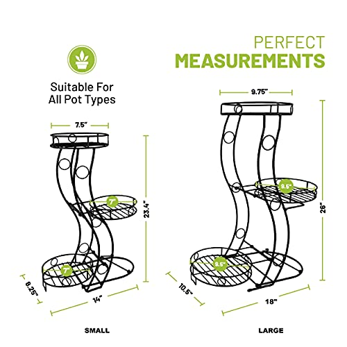 Cocoyard Three Flower Pot Collapsible Plant Stand. No Assembly Tools Required. Tiered Corner Metal Plant Rack, Tri Level Planter Holder, Indoor Outdoor Modern Plants Shelf, Decorative Garden Stands (Small) #TOP5