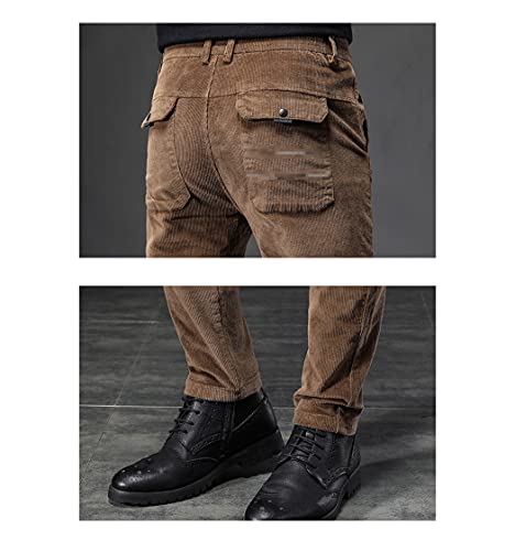 Pantalon velours côtelé homme slim coton stretch décontracté automne marron - 5