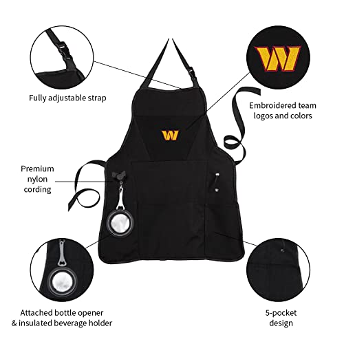 Team Sports America Outdoor Nfl Black Grilling Apron | Washington Commanders | Made Of Durable Cotton | Beverage Opener And Multi-Tool | Sports And Tailgaiting Apparel #TOP2
