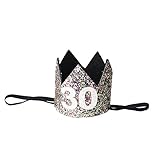 Kirei Sui Adult 30th Birthday Glitter Crown Headband Rainbow Silver