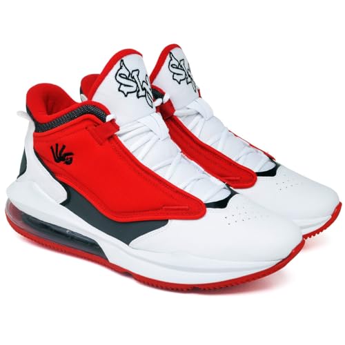 Tênis Masculino Basquete Macio Ankaa Branco E Vermelho Adultos (Branco e Vermelho, BR, Adulto, Numér