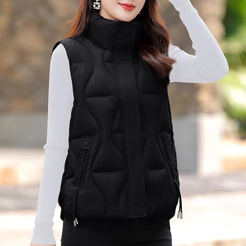 Womens Puffer Vest Oversized Lightweight Winter Sleeveless Zip Up Padded Stand Collar Jacket Coat Warm Winter Outwear4
