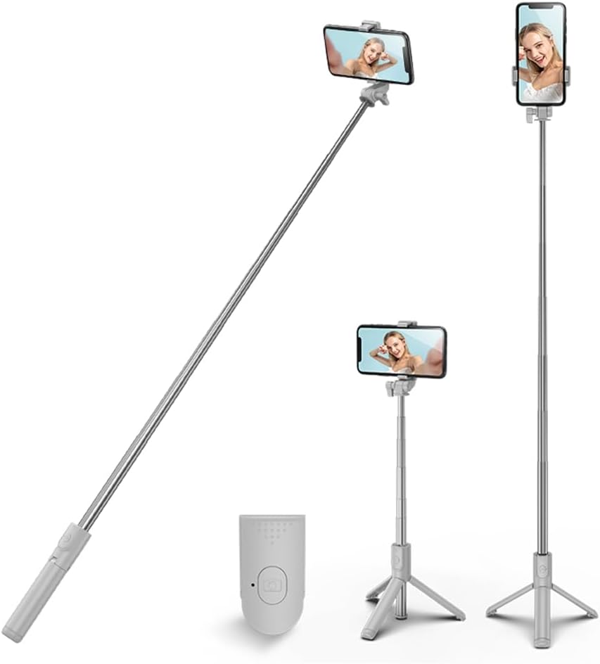 Selfie Stick Tripod, 3 in 1 Extendable & Portable iPhone Tripod Selfie Stick with Wireless Remote Compatible with iPhone 16 15 14 13 12 11 pro Xs Max 8 7, Galaxy Note10/S20/S10