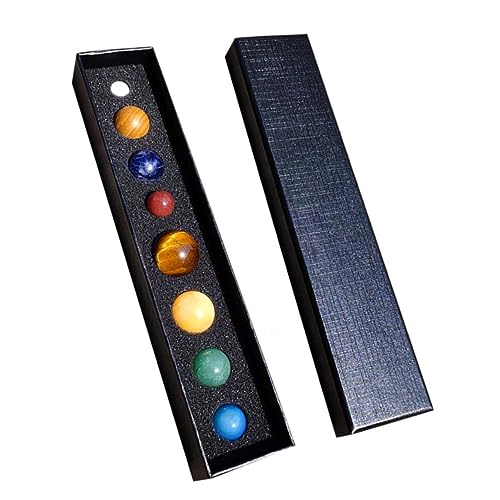 TOYANDONA Muestra De Ocho Planetas Pequeños del Sistema Solar para Niños, Decoración Educativa De Minerales Redondos De Piedra Natural, Set De 8 Piezas para Aprendizaje y Juego Científico