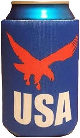 Patriotic USA Can Cooler - Soaring Eagle - Collapsible Foam Koozie for Beer Cans