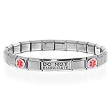DO NOT RESUSCITATE Medical Alert ID Bracelet DNR for Women and Men - Stretchable Modular Charm Link