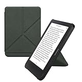 kwmobile Origami Case Compatible with Kobo Clara BW/Colour Case - Slim PU Leather Cover with Stand - Dark Green