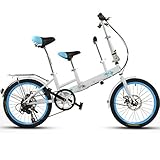 QWAXTRIW 20 Zoll Fahrrad, Mutter und Kinder -Tandem -Klappschaltscheibenbremsbremszaun -Sicherheitsgürtel Doppelte Mutter aufnehmen Kinderfahrrad