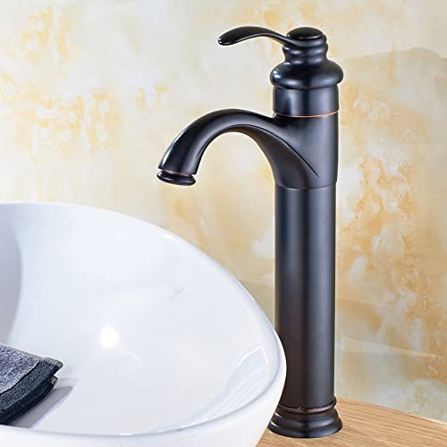 Robinet de lavabo monotrou à poignée unique haut mitigeur évier retro en laiton