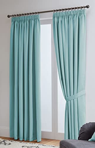 John Aird Blackout Curtains Pencil Pleat with Tie Backs (Aqua, W 66" x L 54" (2 Panels) Thermal Energy Saving Curtains for Bedroom & Living Room