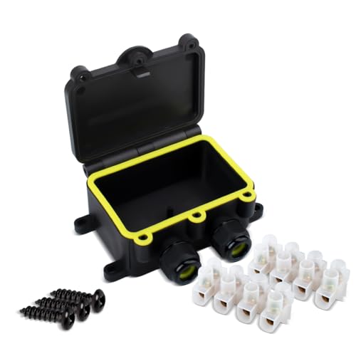 Innfeeltech 1 Pcs Electrical Junction Box Waterproof Outdoor Waterproof Cable Connection Box LF-2068-2H 2 Ways for Wire Diameter 3.5 to 10mm