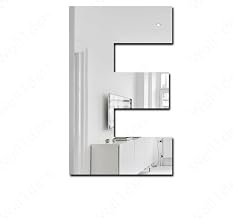 Wall1ders Silver Letter E Acrylic Mirror Wall Sticker for Home Decor | Self-Adhesive Alphabet Wall Decoration for Bedroom, Living Room, Office & Indoor Spaces