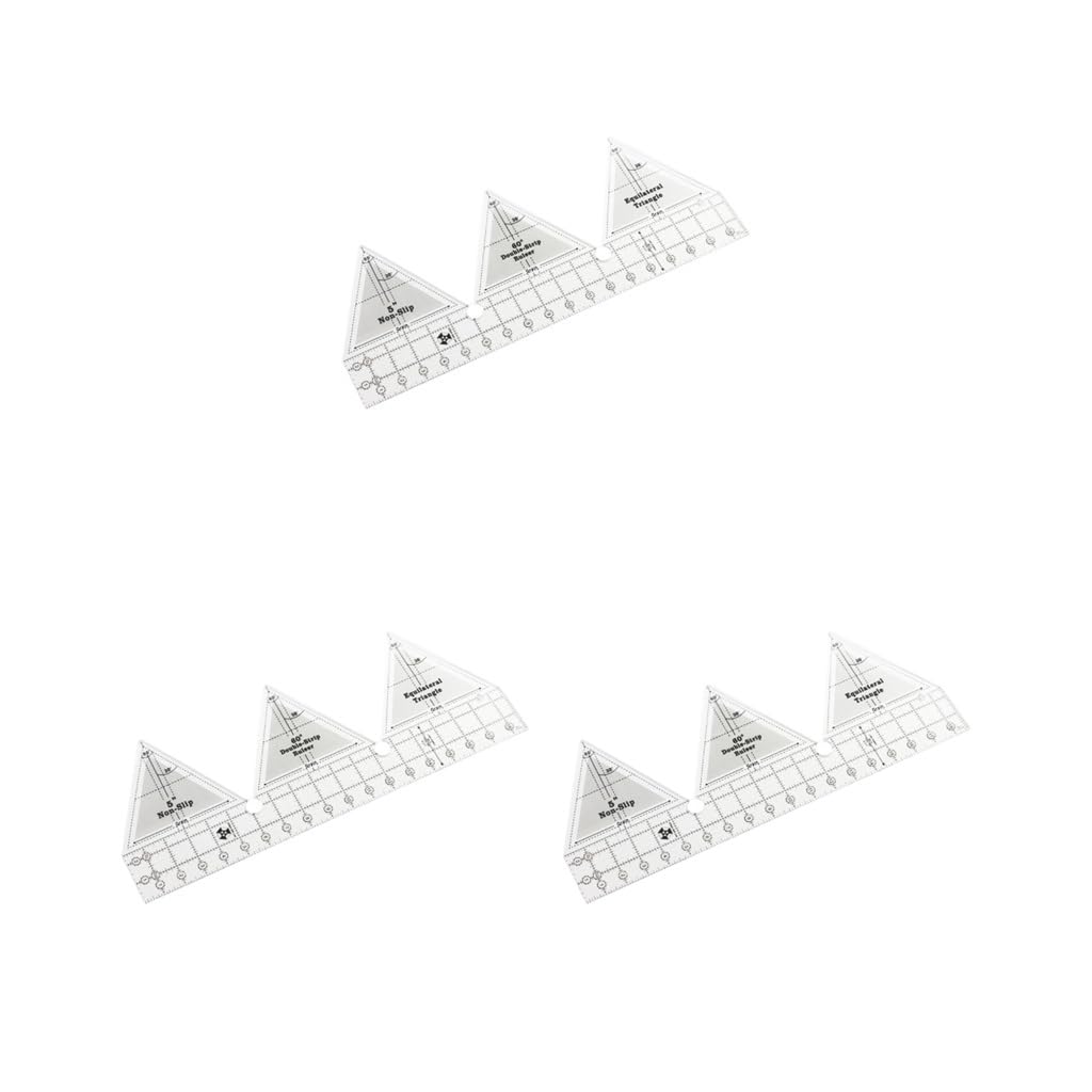 Juego de 3 reglas de doble tira de 90 grados de 45,7 cm, acrílico para acolchado de retazos