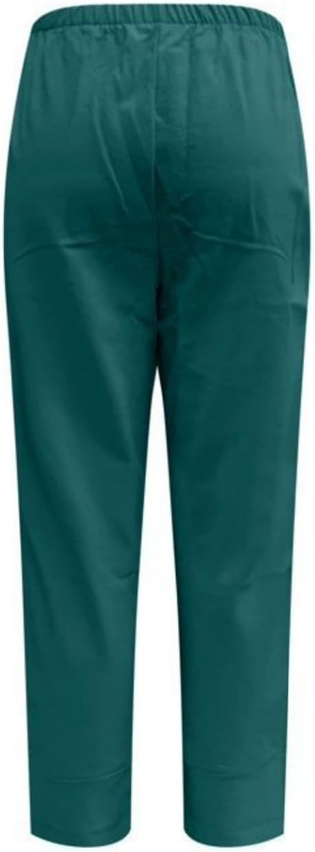 Capris Pants for Womens Cotton Linen Wide Leg Plus Size Cropped Pants Print Comfy Elastic Waist Sweatpants - Image 3