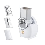 Walmeck Electric Cheese Grater Shredder Type-C Charging One-Touch Control Cordless Rotary Automatic Electric Slicer Shredder with 3 Free Attachments for Vegetables Cheeses Carrots