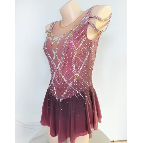 JoyCan Vestido de patinação artística com strass roxo para meninas, Roxa, M