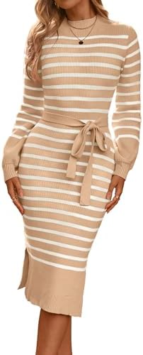 Simplee Womens Long Sleeve Sweater Dress Ribbed Knit Bodycon Fall...