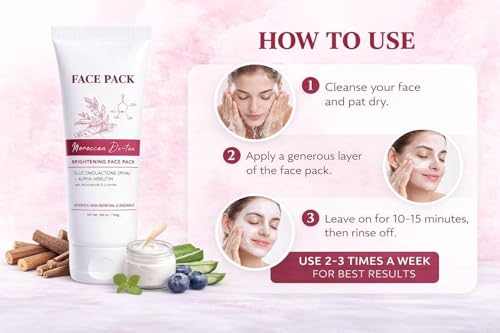 Image of Moroccan DeTan Brightening Face Pack for Advance Skin Renewal Radiance Clay Mask (1)
