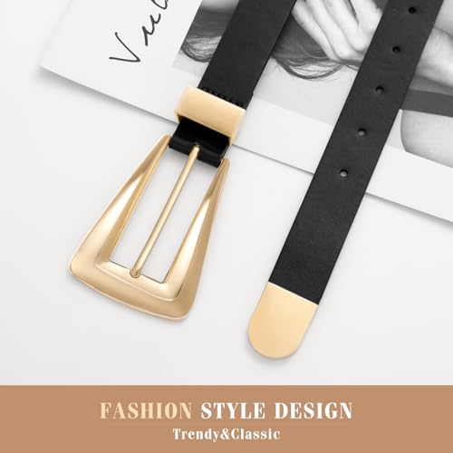 Women's Leather Belts for Jeans Pants Fashion Leather Waist Belt Ladies Dress Belts with Gold/Silver Buckle2