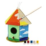 DIY BIRD HAUS! Dreilagiges Holzbrett versammelt dieses Vogelhaus, einfach, mit der ausführlichen Anweisung zu komponieren. Die Kinder können es malen, wie sie mit Malwerkzeugen oder links wie es ist mit natürlichen Holzfarbe, die ähnlich wie Bäume Farbe und Vögel lieben zu gehen. Keine Malwerkzeuge, weil nicht erlaubt, während Luftverschiffen.