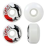 TGM Skateboard Wheels 52mm 99A White - Super High Rebound for Street and Park with Grooved Surface for Increased Grip and Speed