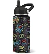 CGMIBAS Gamer Water Bottle 32oz - Insulated Stainless Steel with Straw, Leak Proof Lid - Ideal Ga...
