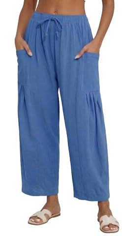 Marvmys Womens Linen Wide Leg Pants Casual Palazzo Harem Pants with Pockets — $19.99 (31% off)