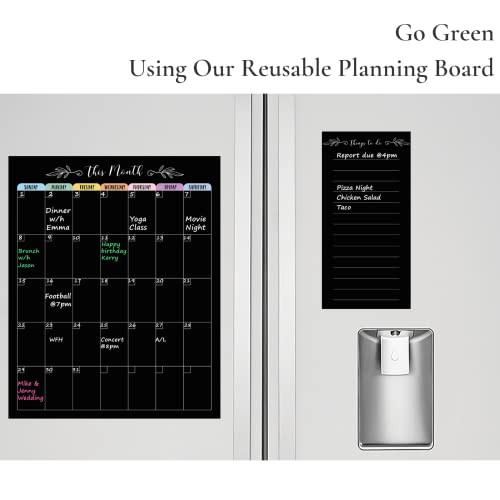 Magnetic Dry Erase Calendar For Refrigerator | Set Of 3 Dry Erase Board: Monthly Magnetic Fridge Calendar 14X11.3 Inch, Weekly Fridge Magnetic Menu Planner 10X7.5 Inch, Magnetic Note Pad 10X5 Inch #TOP1