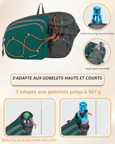 Sportsnew Sac Banane avec Porte-Bouteille 2L, Taille Banane Légère Imperméable pour Homme et Femme, Vélo, Camping, Jogging, Escalade et Promenade – vue 2