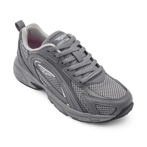 Image of Red Tape Women's Sneakers White Grey Mesh Pu Round Lace-Up Responsive Sole