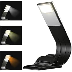 Lamparas Lectura Amazon Luz led luz lectura lampara usb,3Colores luz de lectura luz para leer libros en la cama con Clip para Protección Ocular luz led para Lectores Noche linterna lectura luz lectura libros cama… (Negro)