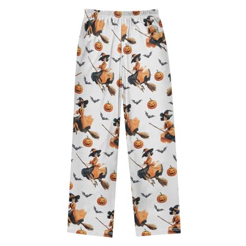 Halloween Pajama Pants Witch Pumpkin Bat Pattern Long Sleep Pants Lounge Bottoms2