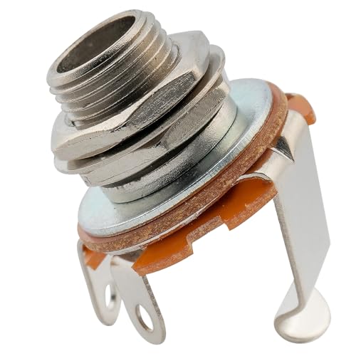 Musiclily 1/4 Mono Klinkenbuchse Eingang Ausgang TS Jack Socket für Strat Tele E-Gitarre Bass, Chrom
