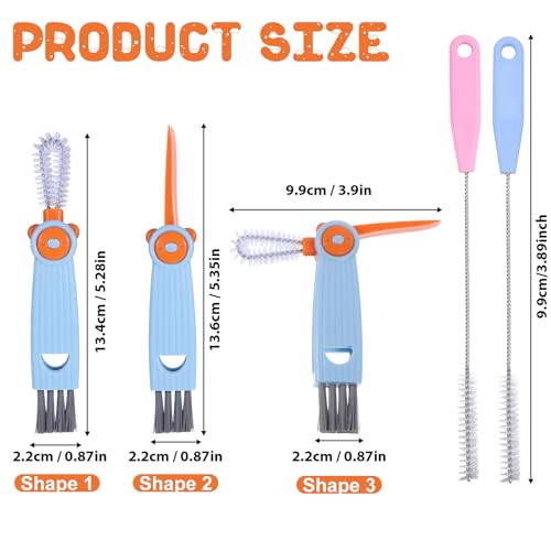 Image of 3pcs Silicone Straw Brush and Cup Lid Cleaning Brush, 3 in 1 Cup Lid Cleaning Brush Ultra Long Straw Cleaning Brush Reusable Bendable Straw Cup Lid Cleaner Multifunctional Baby Bottle Cleaning Tools