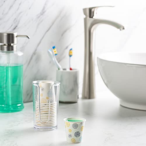 [300 Count] 3 Oz. Small Paper Cups, Disposable Mini Bathroom Mouthwash Cups - Floral #TOP2