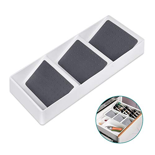 Semlos Drawer Organisers for Kitchen, Plastic Spice Rack Organizer for Cupboard, Non-Slip Storage Racks for Spice Jars Bottles