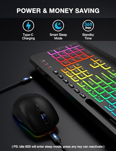 Sablute KL3 PRO Wireless Keyboard And Mouse Combo, 9 Backlit Effects thumb #4