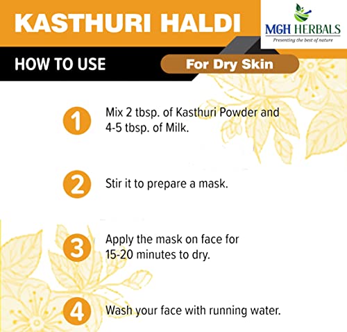 Image of MGH Herbals Kasturi Haldi Powder for face (100 grams) | Wild turmeric powder for glowing skin| Kasturi Manjal | 100% Natural, Chemical-free, Perseverative-free, Non-GMO)