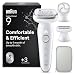 Braun Silk·épil 9 Elektrischer Epilierer für Damen, mit Trimmerkamm, Peeling-Bürste und Hülle, Haarentfernung, Rasur und Trimmen, Verwendung trocken und nass, weiche und langlebige Haarentfernung, 9