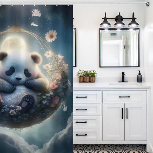 Rideau de douche bébé panda rideau de baignoire imperméable lavable 140x183cm - 5