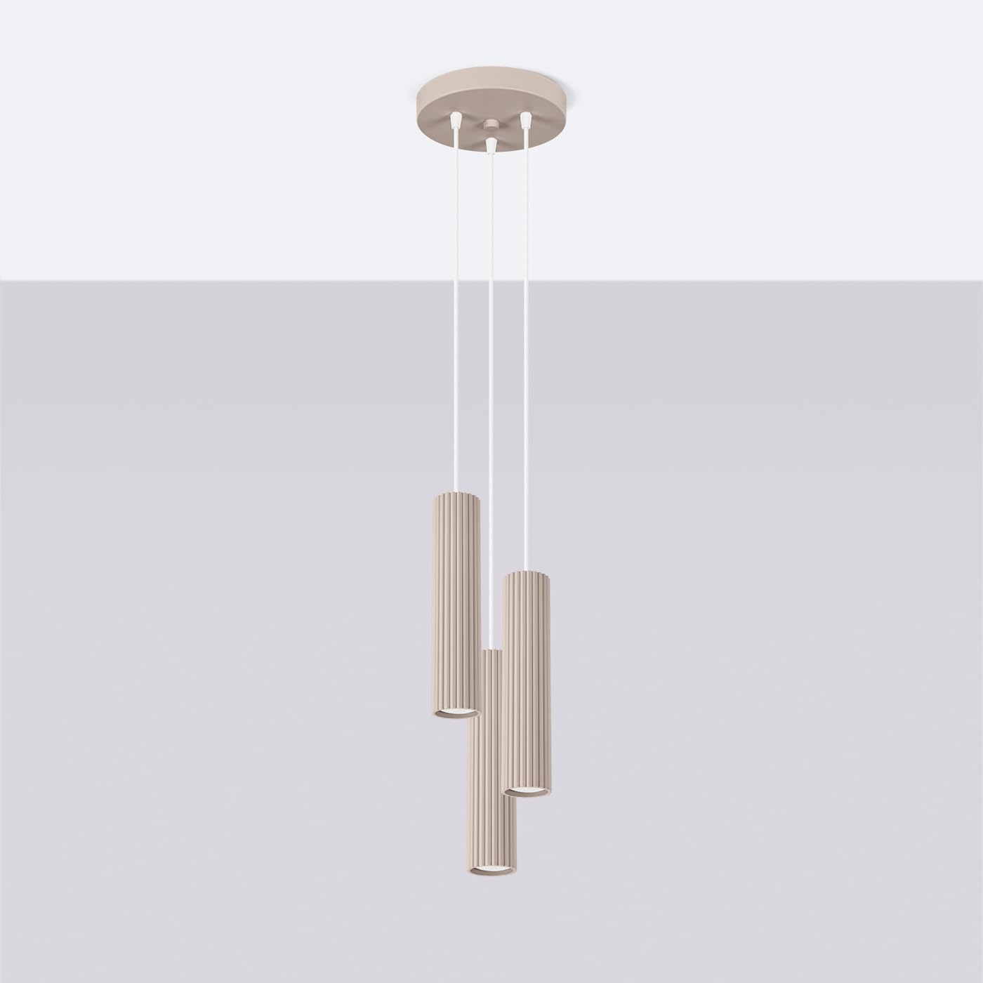 SOLLUX lighting Lampada a Sospensione - Lampada da Soffitto in Alluminio - 3 Paralumi - Lampada a LED - Taupe Karbon